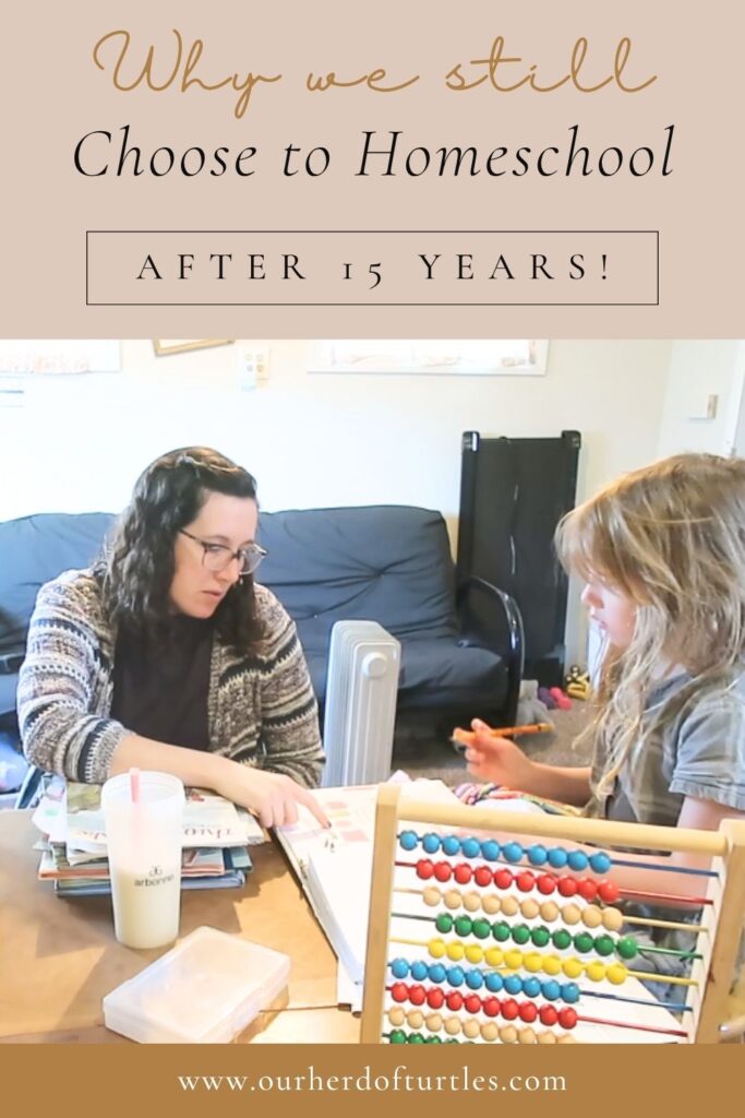 mom teaching daughter homeschool at the table