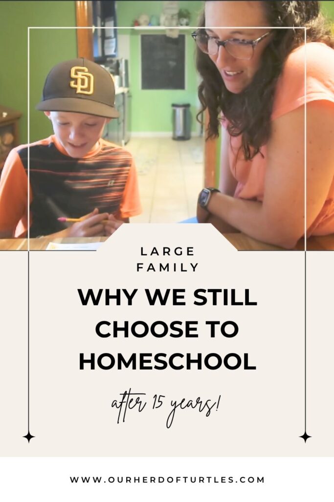 homeschool mom teaching son at the dinner table