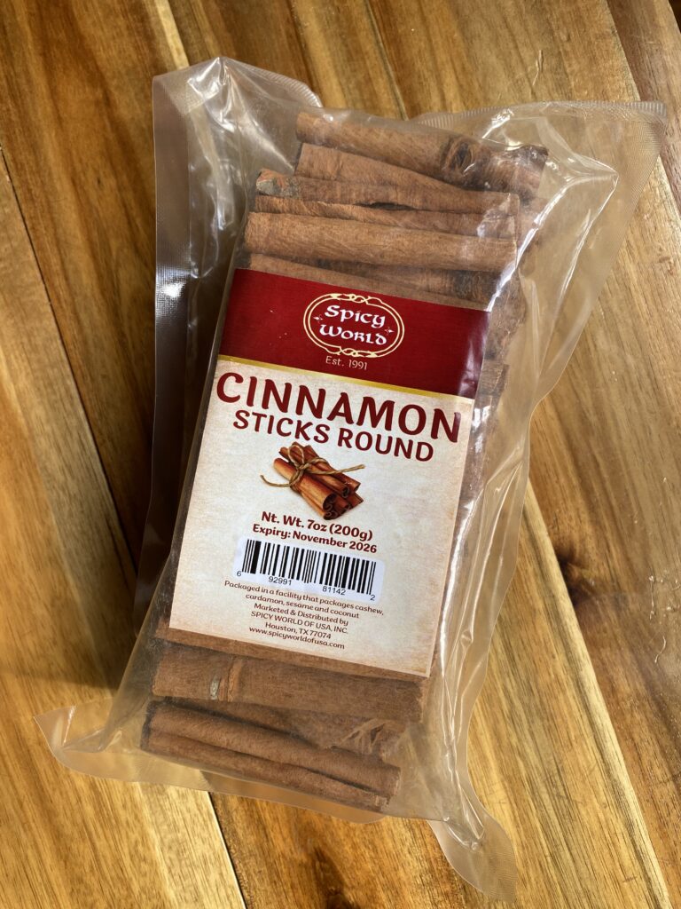 bag of cinnamon sticks laying on the table