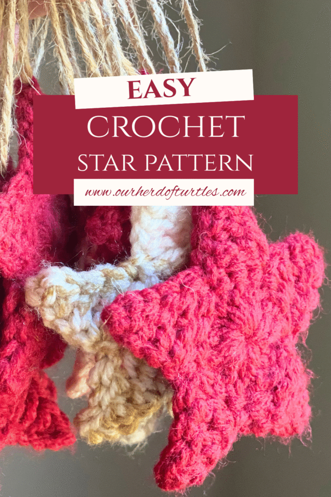 dark red and off white crochet stars