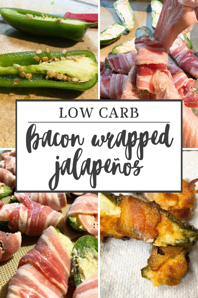 close up shots of the process of making bacon wrapped jalapenos