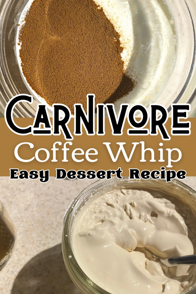 close up pictures of coffee whip before it is made and after it is whipped.